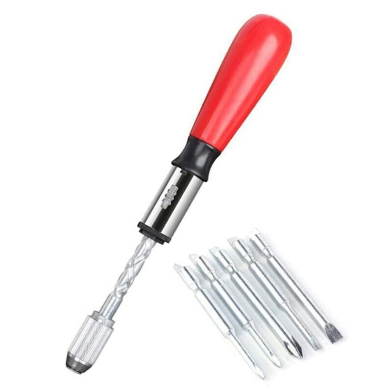 Push Pull Ratchet Screwdriver Set 5 in 1 Screwdriver Bit Set Sleeve Driver Bit-Holder Ratchet Socket Screw Kit