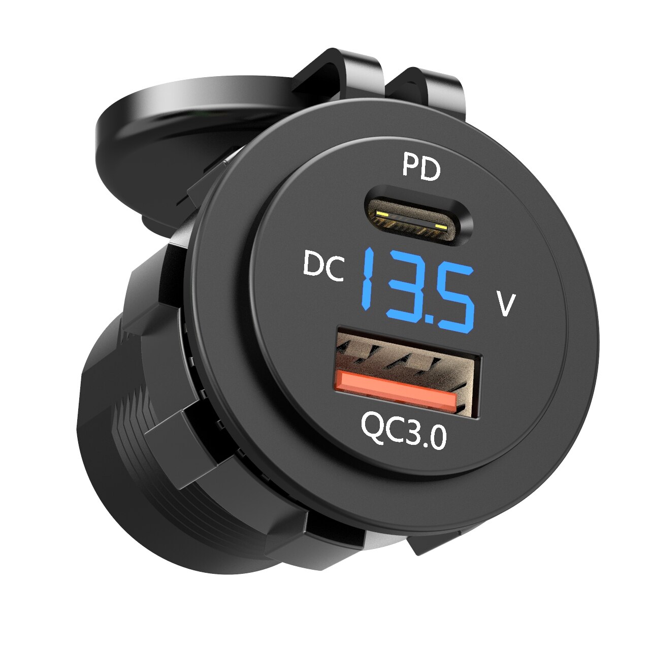 Chelink Auto Socket Pd Type-C Usb Charger QC3.0 Snellader Met Spanning Display Sigarettenaansteker Adapter Voor Motorfiets