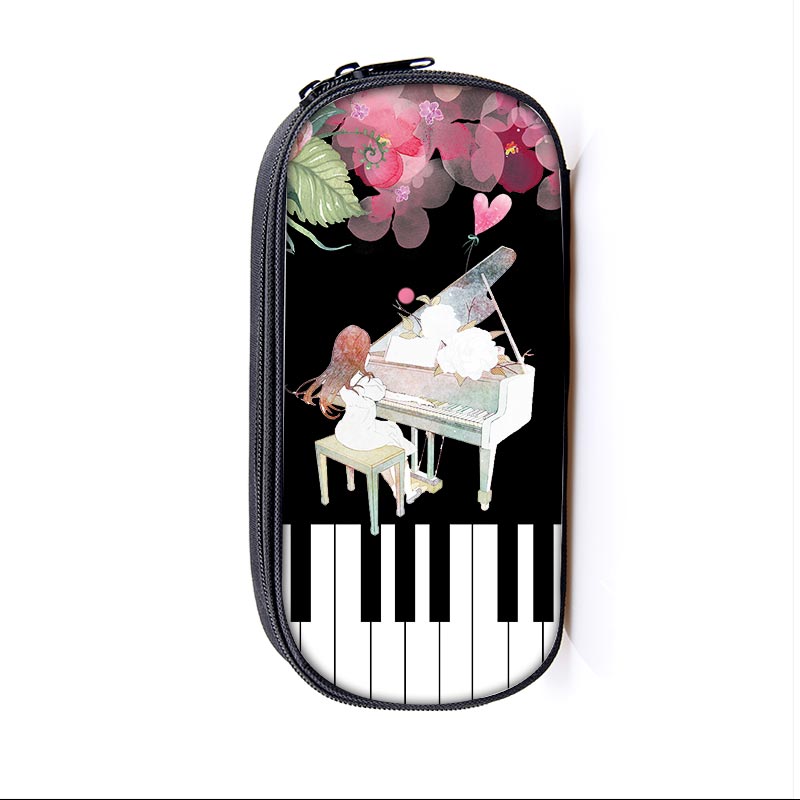 Elegent Music Piano Coin Purses Pencil Holder Bag Cartoon Girls Boys Playing Piano Small Wallet Kids Storage Bag Women Men Purse: qbbpiano03