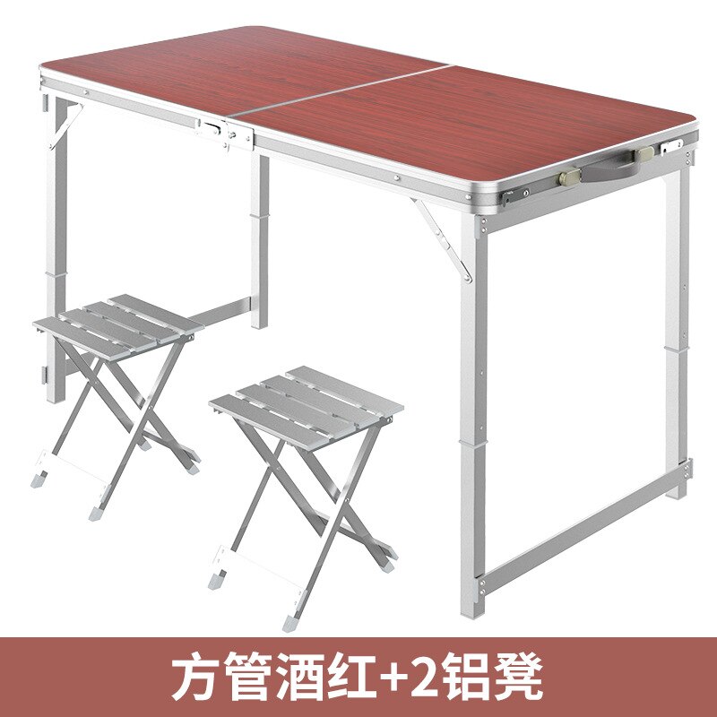 Folding table Camping Kitchen Table roll Ultra light foldable Outdoor Aluminum Mini Lightweight Tables folding: Wine red 2 aluminum