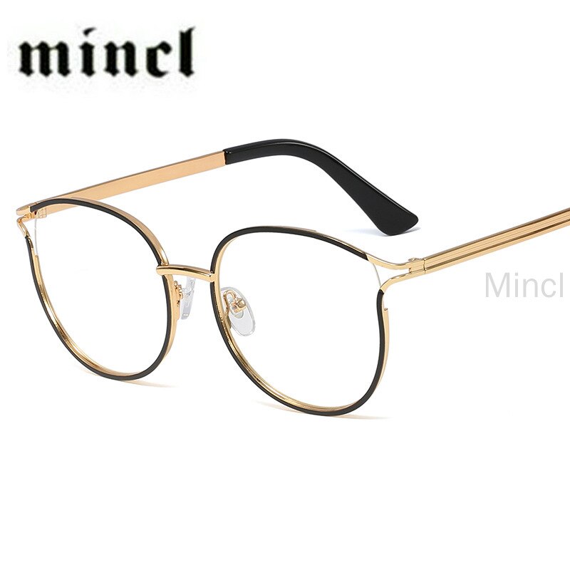 Frame Glasses Without Diopters Transparent Lens Optical Myopia Cat Metal Eyeglass Spectacle Frames For Women Men FML: black gold