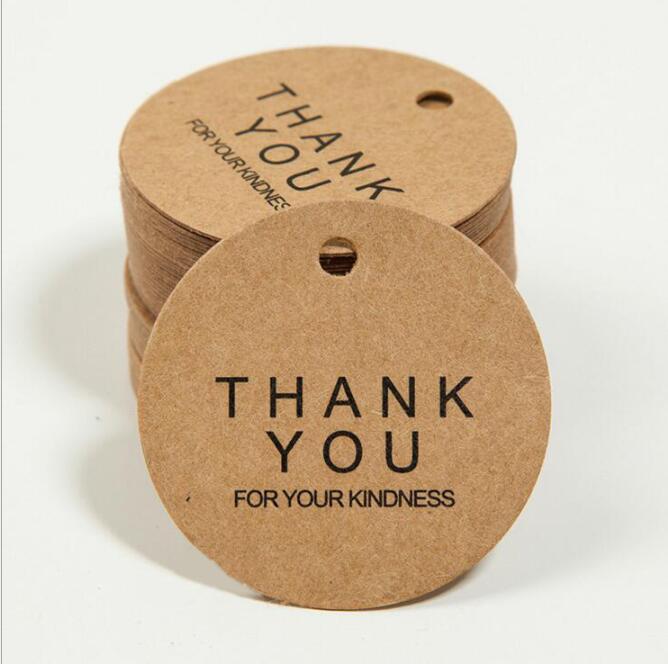 1000 stk 4cm kraftpapir takk runde plaggpose papir henge etiketter / klær papir sy tag: Type 1