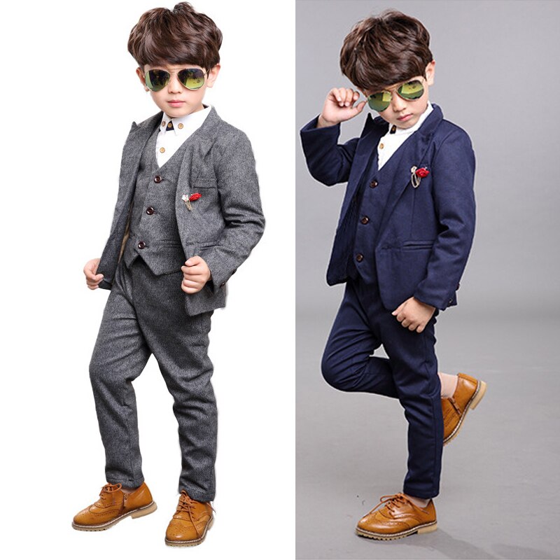 kleid Junge Party Outfit Formale Kleinkind Jungen Hochzeit Anzug Sping freundlicher Schuluniform Kleidung 3 Stück freundlicher Kostümich setzt