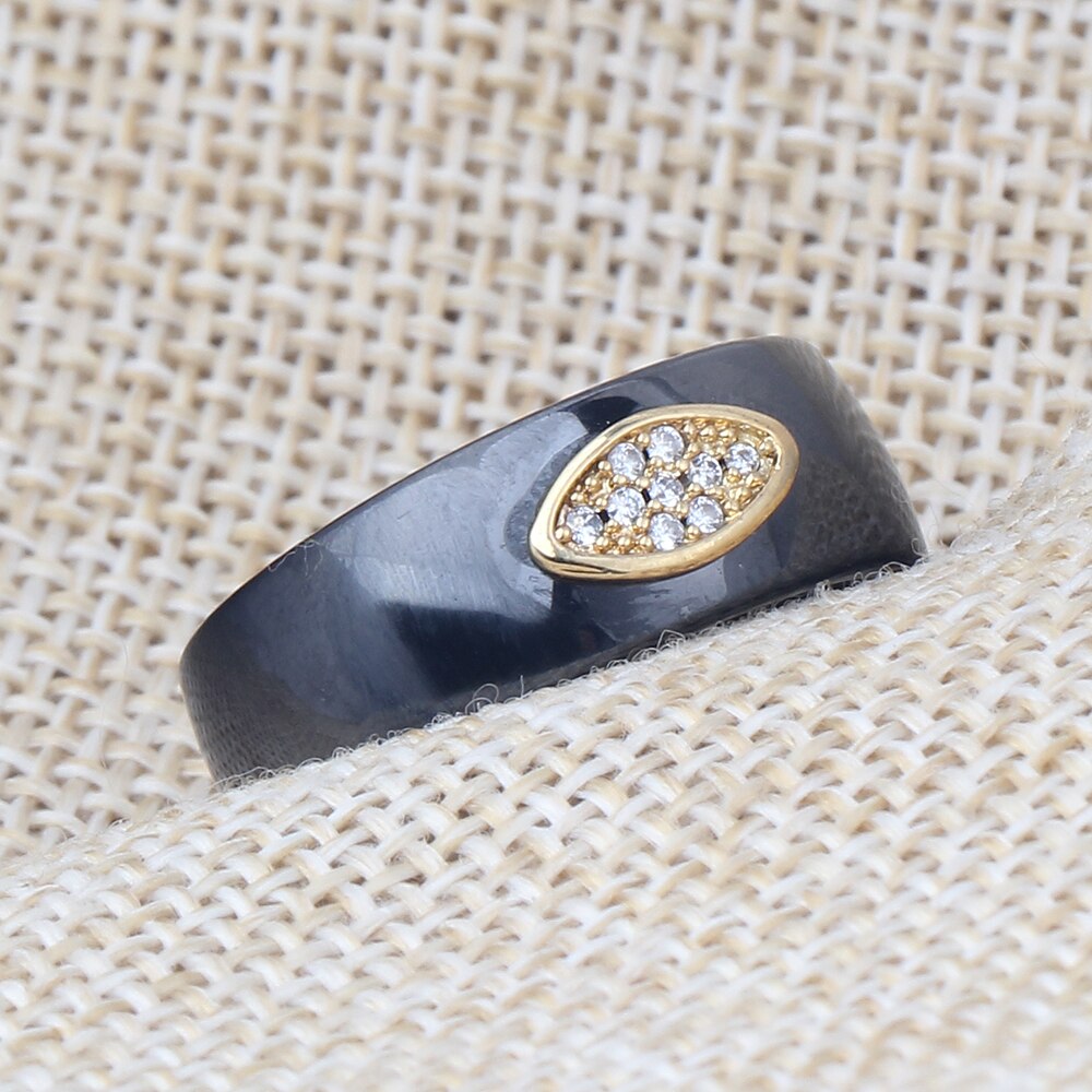 8MM Ceramic Ring Cubic Zirconia Stone Black And White Color Women men Jewelry Engagement Wedding Band