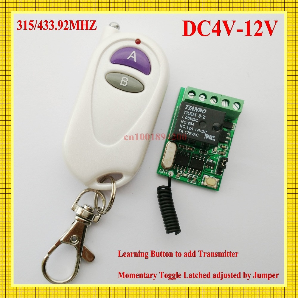 DC4V 4.5V 5V 6V 7.4V 9V 12V 10A Mini Relais Remote Switch Radio Receiver zender Rfid Deur Access Remote Switch Knop Afstandsbediening