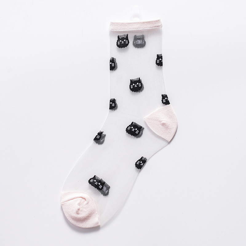 Calcetines sexis de rejilla de encaje de fibra mixta transparente elástico tobillo hilo de red calcetines finos para mujer 1 par = 2 uds: Multicolor