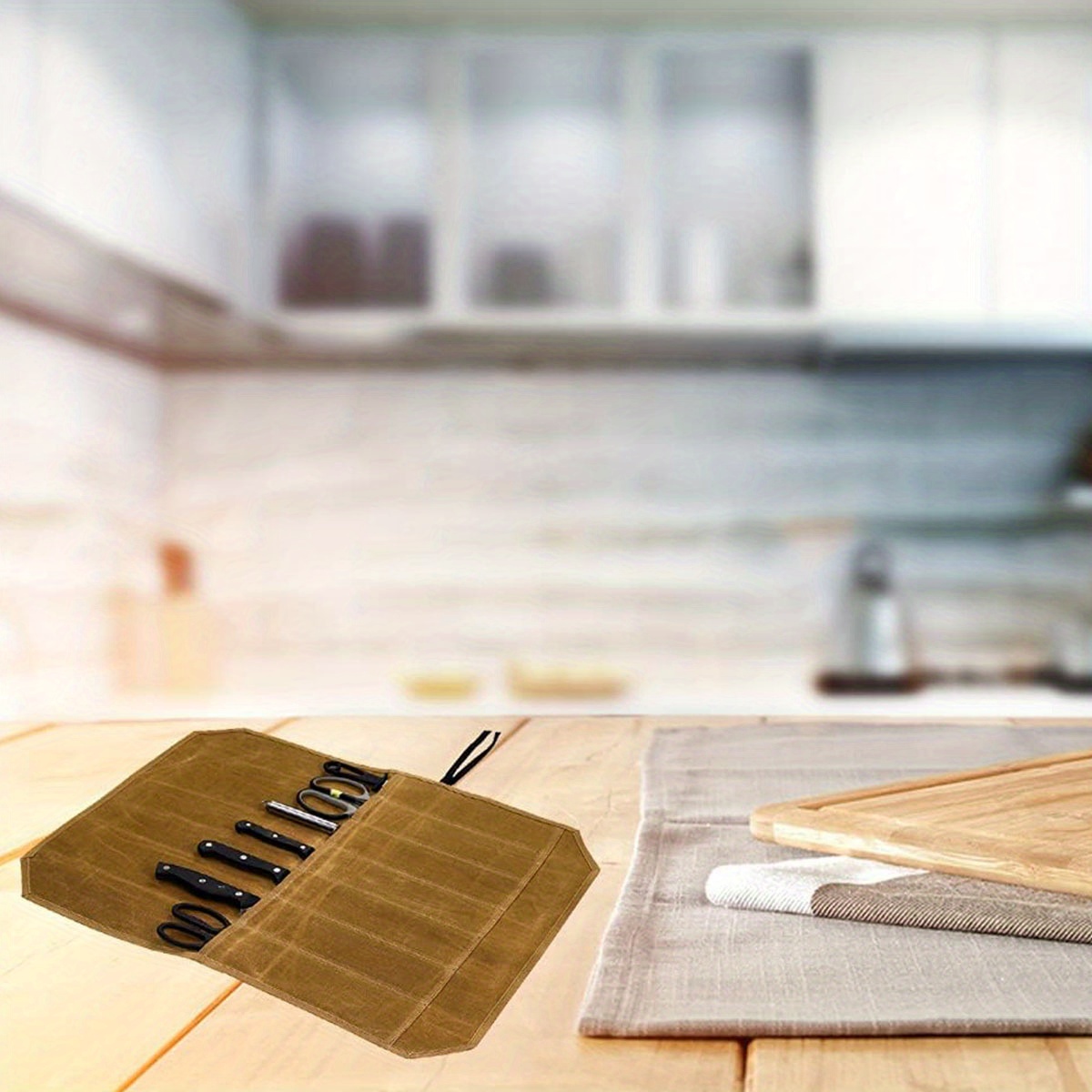 Messenhoesjes Organizer-Duurzame Gewaxte Canvas Constructie, Koksmes Roltas, Draagbare Koksmessen Met 7 Sleuven