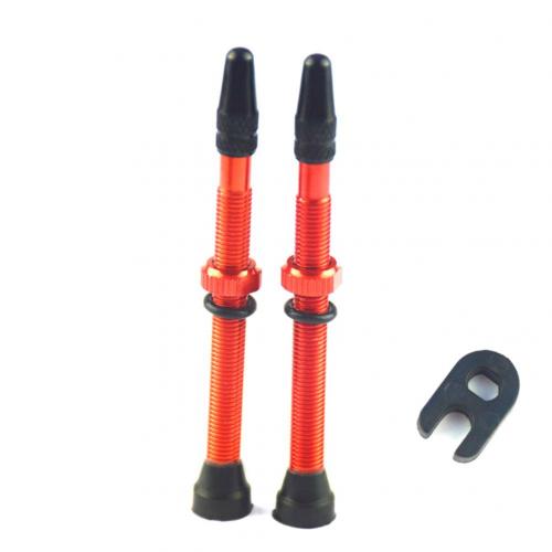 2Pcs 48/60/78mm Road MTB Bike Bicycle Tubeless Tires Alloy Presta Valve Stems Bicycle Tubeless Tires Brass Core Stem Tubeless: Orange 78mm