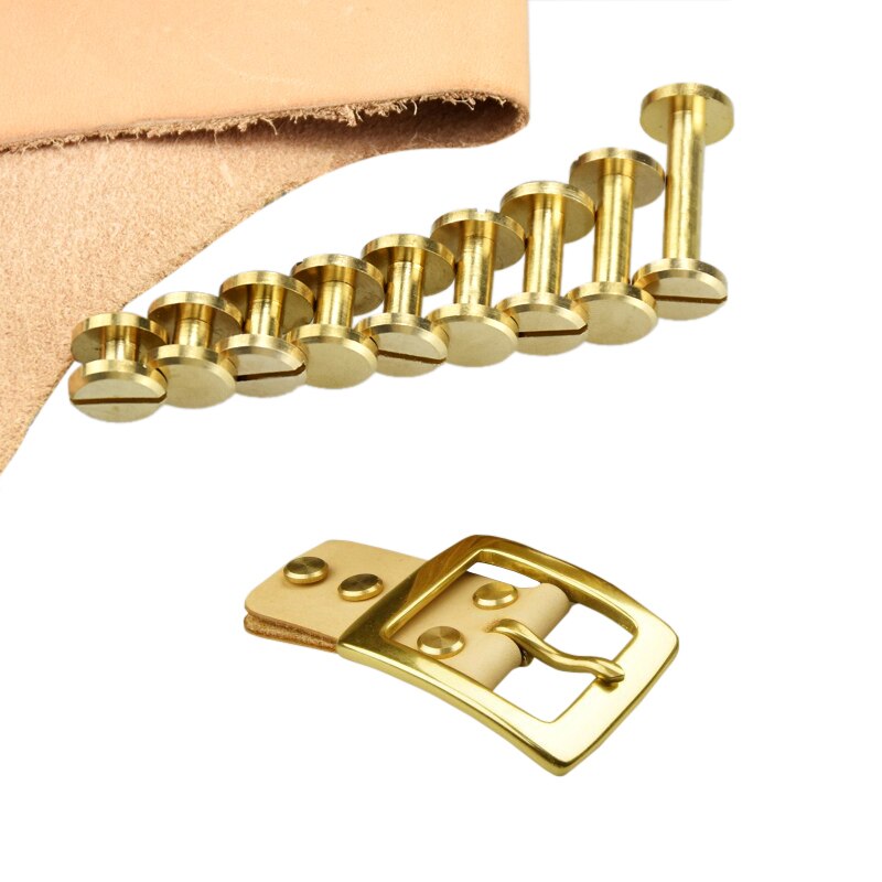 10 PC Messing Dubbele Vliegtuig Knop Stud Schroef Nagel Klinknagel Schroef Terug Lederen Riem voor Naaien Handgemaakte DIY Accessoires materiaal