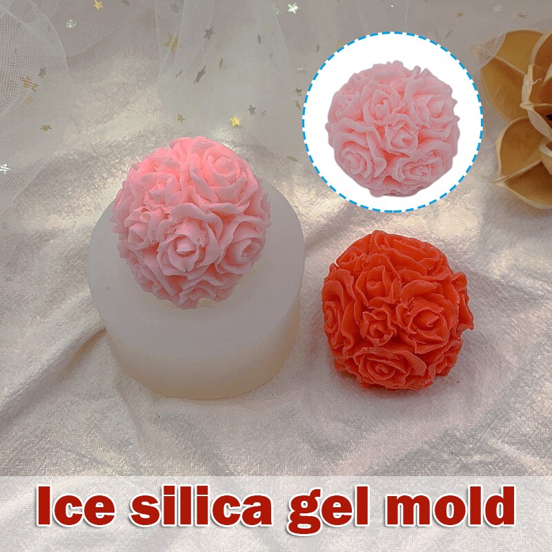 3D Flower Ball Candy Mold Candle Mold Food Grade BPA Free Cake Decorating Silicone Jello Sugar Chocolate Fondant Mould M09
