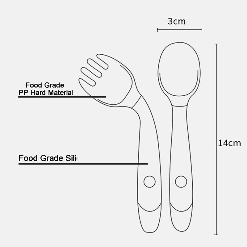 Siliconen Lepel Voor Baby Gebruiksvoorwerpen Set Extra Voedsel Peuter Leren Eten Training Buigbare Zachte Vork Zuigeling Kinderen Servies