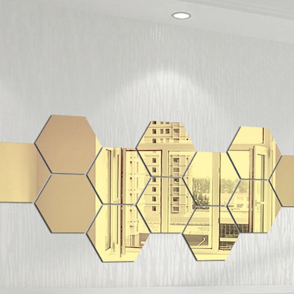 Mirror Stickers 3d Hexagon Mirror Sticker Crystal Wall Paper Wall Decal Living Room Bathroom Decoration Diy Art Wall Decor#y30