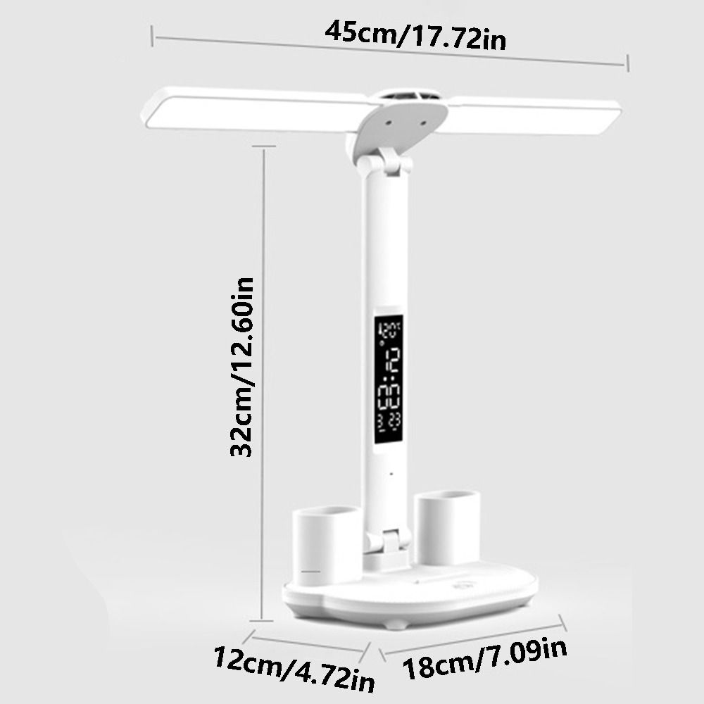 Dubbele led-tafellamp met 3 kleuren, aanraakdimfunctie, leeslamp voor op tafel, usb-aansluiting, energiezuinig, pennenhouder, bureaulamp voor studentenkamer