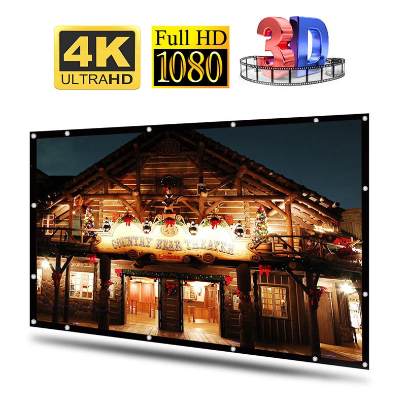 100/120 inch Projector Screen HD 16:9 White Dacron Diagonal Video Projection Screen Wall Mounted for Home Theater Movie