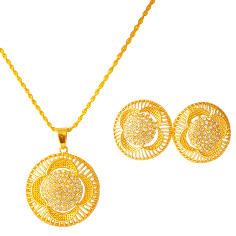 Ethiopian set Jewelry Necklace Earrings Gold Color African Bridal sets Habesha Eritrea Wedding Sudan