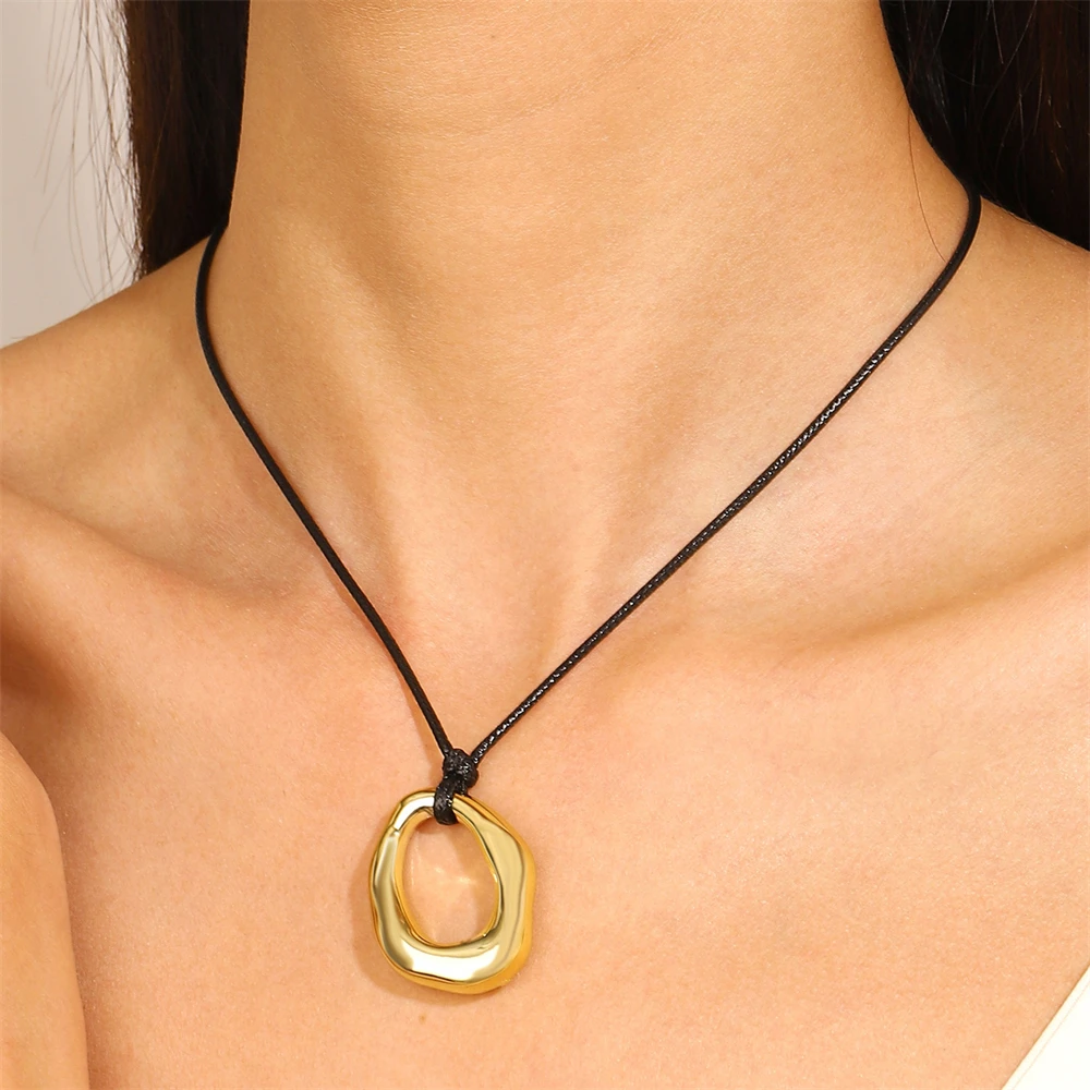 Collar de amor redondo Irregular para hombres y mujeres, collar de cuerda de forma ovalada geométrica de estilo coreano, accesorios de joyería, de
