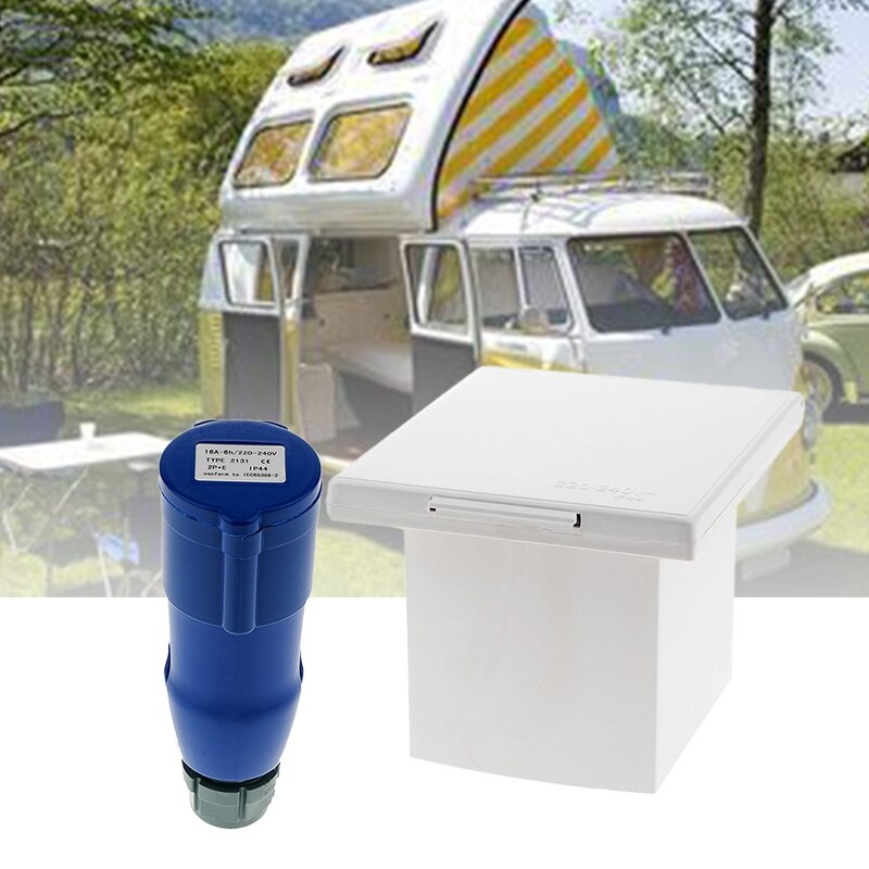 RV Camper 220V-240V 16A External Flush Hook Up Waterproof Plug Socket