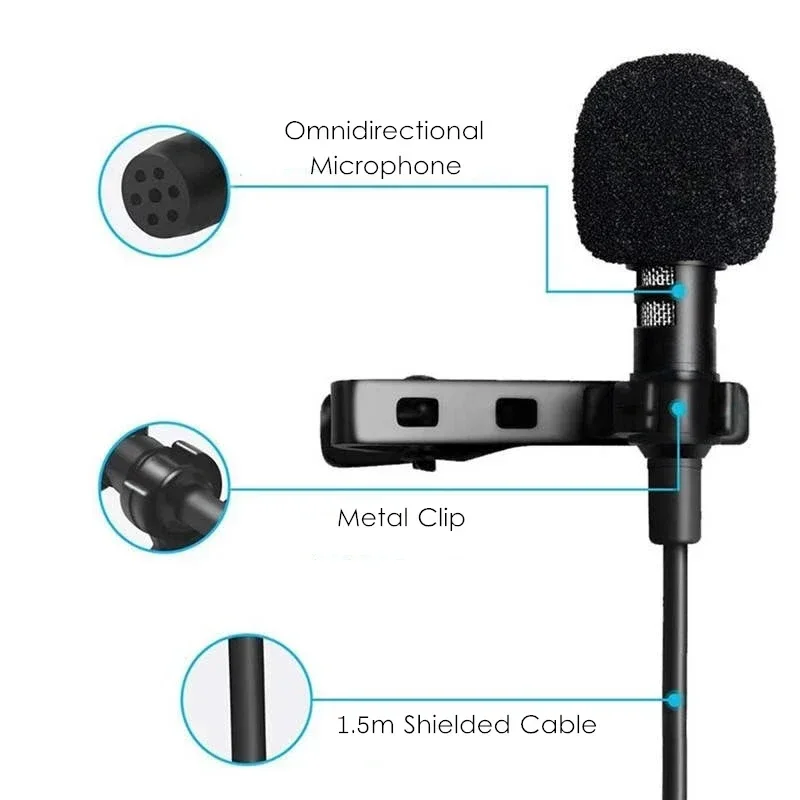 1,5 m Mini Tragbare Lavalier-mikrofon Kondensator Clip-an Revers Mikrofon verdrahtet USB 3,5mm Typ-C mikrofon Für Telefon für Laptop PC