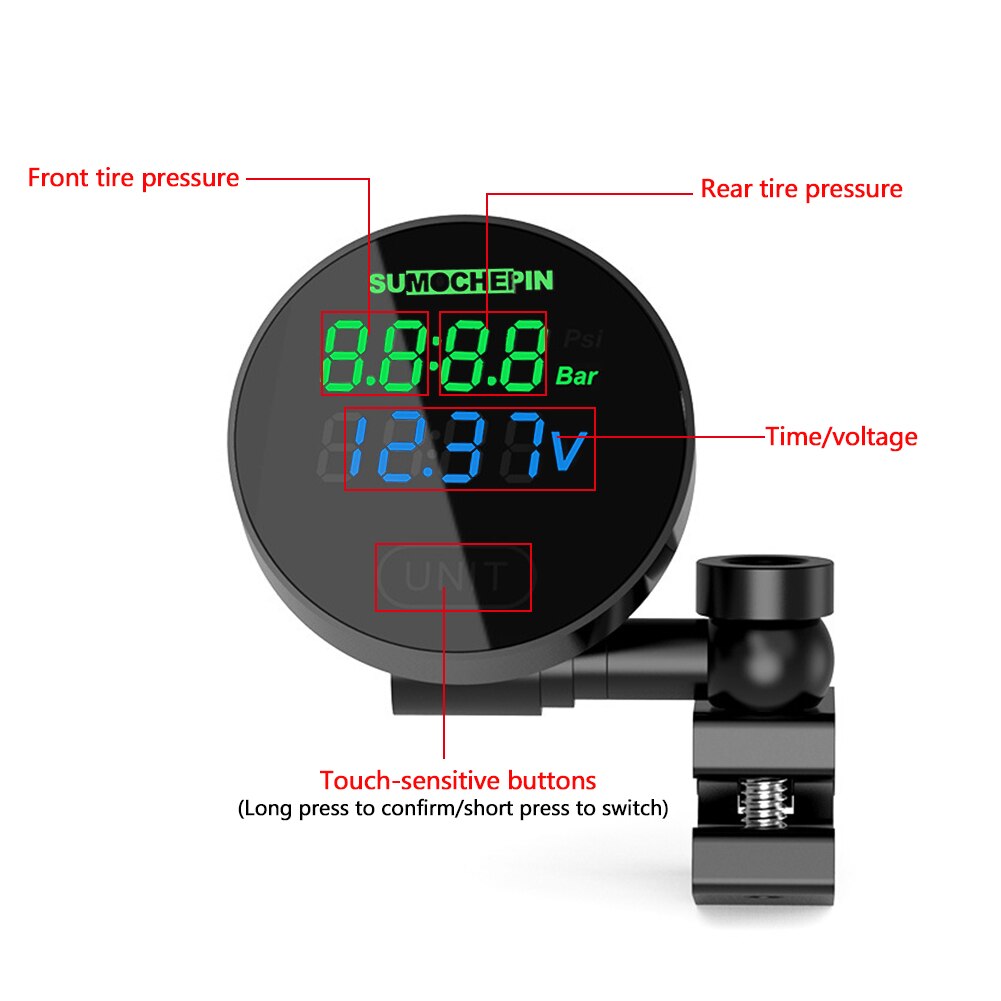 LCD Digital Display TPMS Alarm Motorcycle Tire Pressure Monitor Wireless High-precision Electric Detector With External Sensors