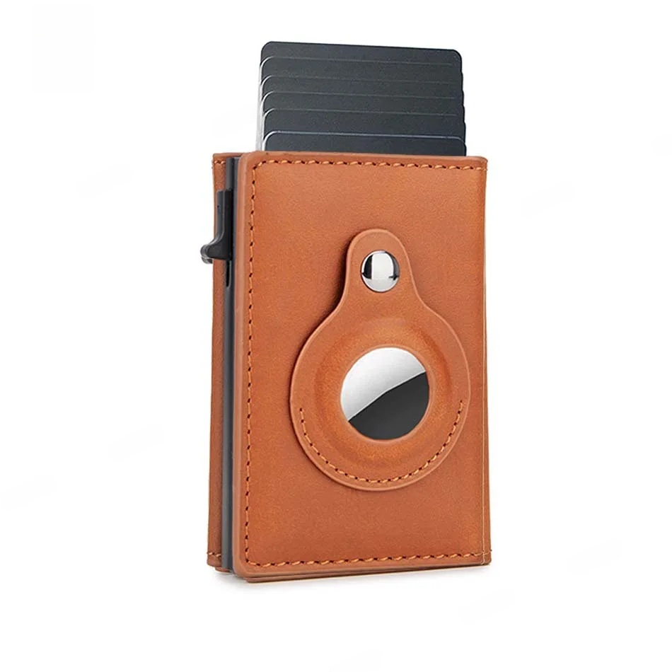 Anti-Theft Tracking Wallet Tracker Men's High-End Tri-Fold RFID Blocking Magnetic Stripe Protection Card Holder: Red