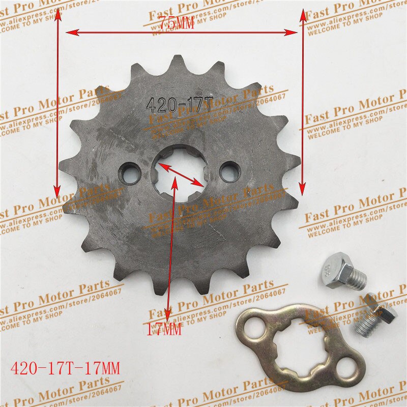 Front Engine 420# 17mm 20mm 10T 11T 12T 13T 14T 15T 16T 17T 18T 19T Teeth Chain Sprocket With Retainer Plate Locker: 420-17T-17MM