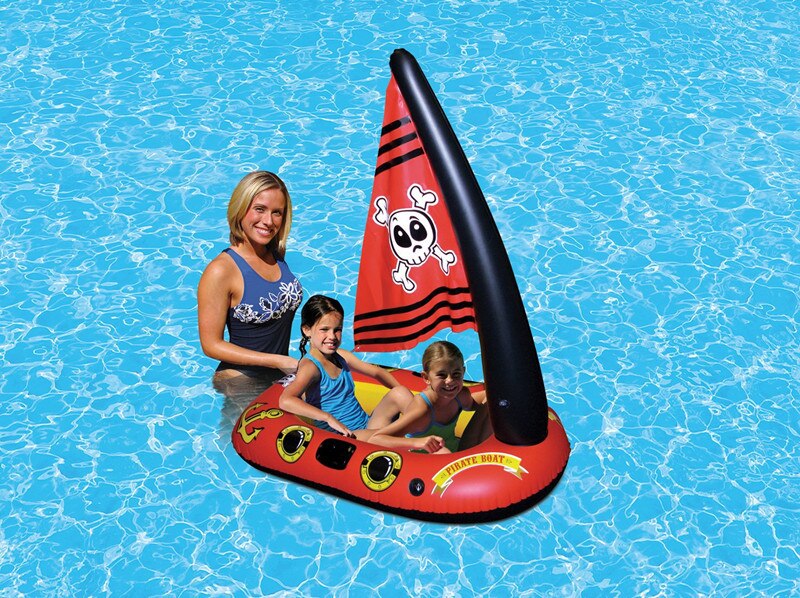 Children pirate ship thickened PVC water toys inflatable swimming ring baby seat ring float drainage float row