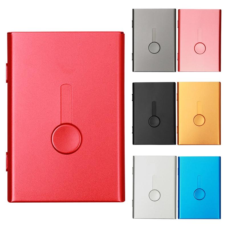 Business Card Holder Hand Push Card Case Bank Card Membership Package Metal Ultra Thin Business Card Packaging Box Organizer