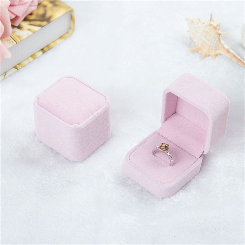 Joyero de terciopelo octogonal, caja de anillo y pendientes, caja de anillo de boda, estuche de exhibición de joyería, organizador, almacenamiento, caja de embalaje de: Gris
