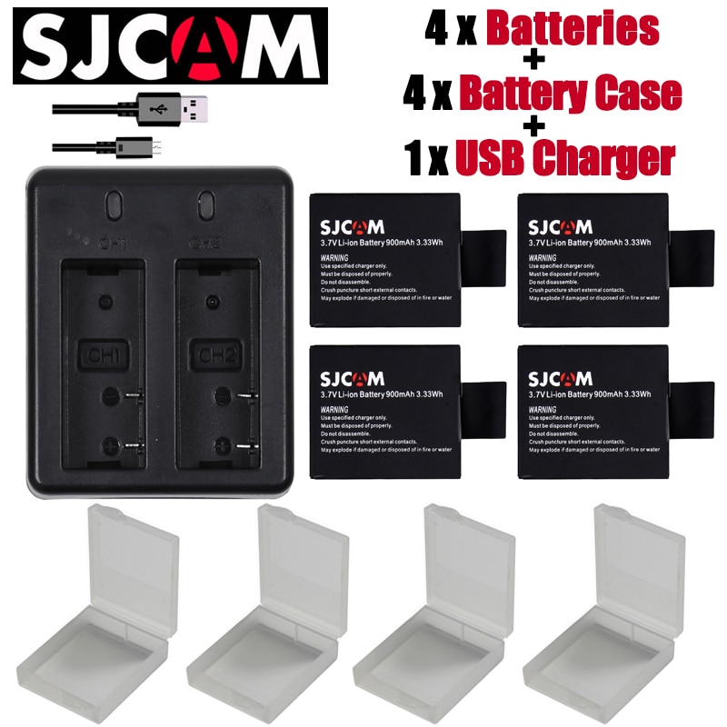 Sjcam Sj4000 Eken H9 GIT-LB101 Git Batterij Sj5000 Sj6000 Sj7000 SJ8000 SJ9000 Batterij + Dual Usb Charger