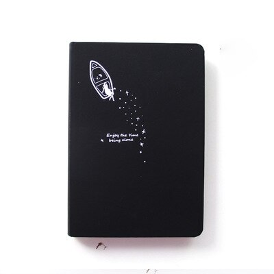 Tout noir bloc-notes papier blanc Page intérieure cahier 96 feuilles 32k 128*186mm Album étoilé fille Style carnet de croquis papeterie: C