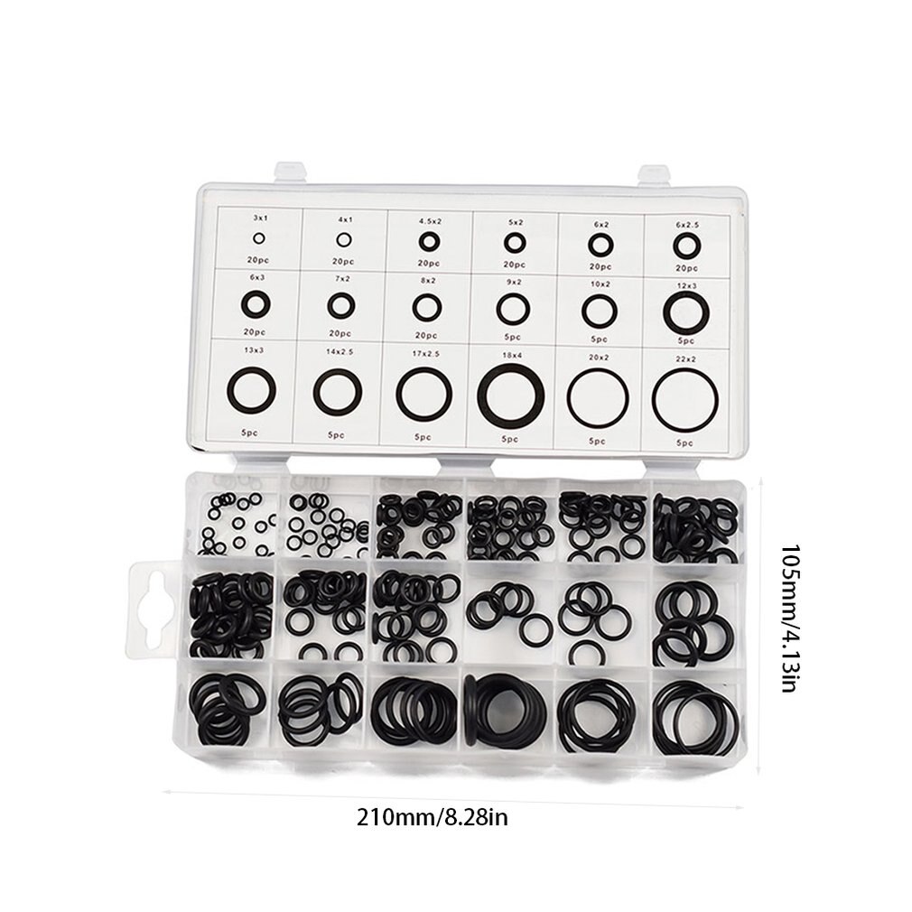 225PCS/SET Home Use Black Rubber O Ring Assortment Kit Metric Automotive Grommet Seal Rubber Ring Set