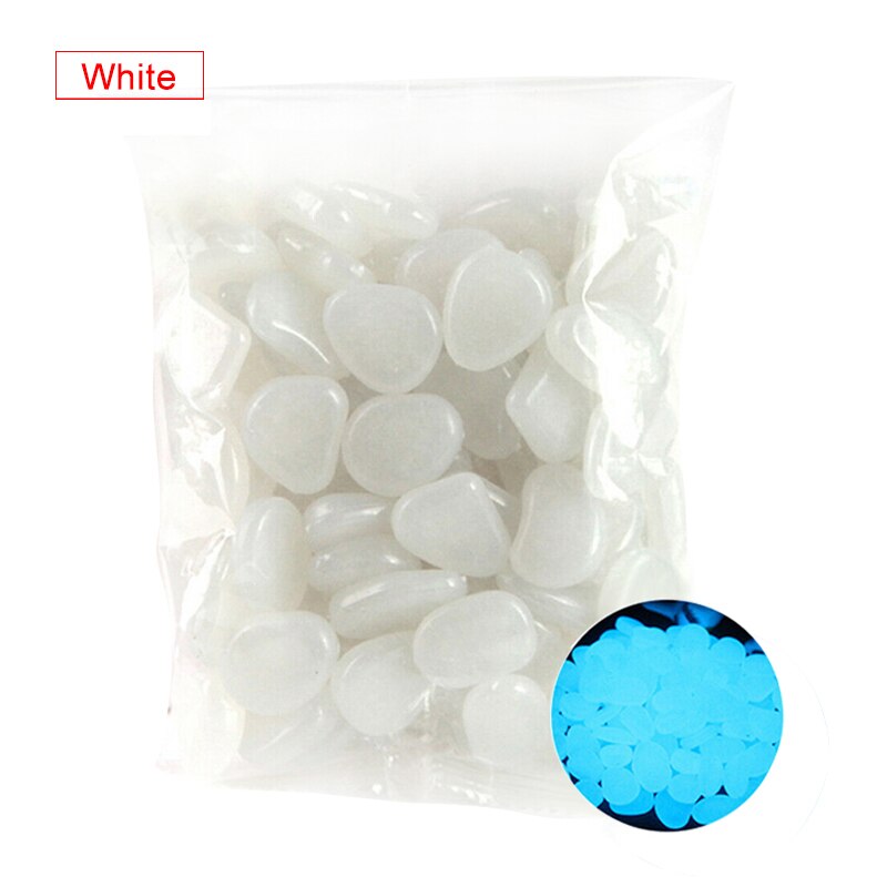 100 sztuk świecące kamienie wystrój ogrodu świecące w ciemności świecące kamienie na chodniki akwarium z roślinami ryby ozdoba robić akwarium blask kamienie: biały