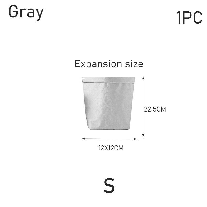 Washable Kraft Paper Refrigerator Storage Bag Desktop Organizer Office Kitchen Wardrobe Stationery Storage Pot Cover Storage Bag: Yellow