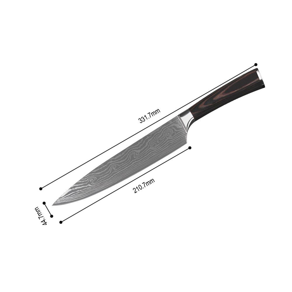 Cuchillo de cocina para Chef de acero damasco de 8 pulgadas, cuchillo de cocina con hoja afilada de acero inoxidable, cuchillos profesionales japoneses para rebanar Chef: knife 12