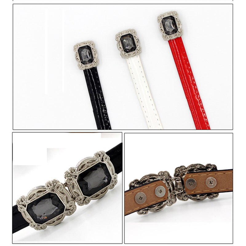 Ceinture fine ajustable en cuir PU pour femmes, vêtement pour robe, sangle de taille fine, bouton en métal, Pasek Damski