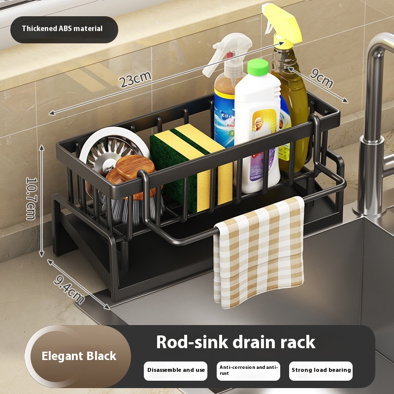 Aanrecht Afvoerrek Organizer ABS Plastic Zelflozende Gootsteen Plank Zeephouder Vaatdoek Handdoekenrek Keukenaccessoires: Rose