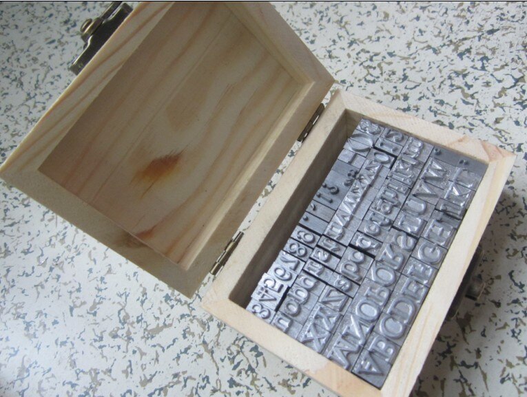 Metalen alfabet stempel Digitale brief set stempel houten doos 4mm lood stempel type seal stamp