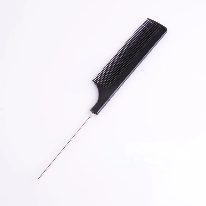 Peine de cola de pelo , peine de corte de pelo de salón , peines de estilismo para el cuidado del cabello de salón con pinchos de acero inoxidable: Plata