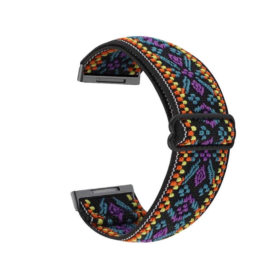 Nylon elastische lus horlogeband voor Fitbit Versa 4 3 riem vervangende armband voor Fitbit Sense 2 polsbandje Correa riem accessoire: Steenkool zwart / 16mm