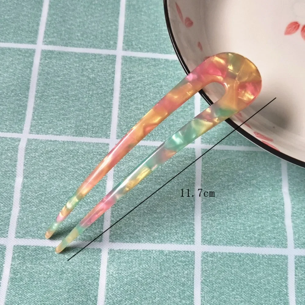 Horquilla para el pelo en forma de U, palitos para el pelo de geométrico a la de acetato, horquilla de carey, accesorios para la cabeza para mujeres y niñas