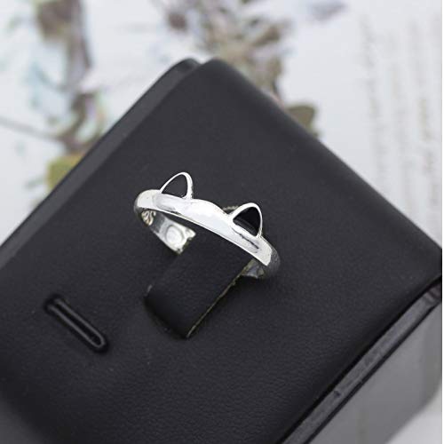 Zilver Kleur Kat Oor Vinger Ring Open Leuke Mode-sieraden Ring Voor Vrouwen Jong Meisje Kind Verstelbare Ring: BLACK