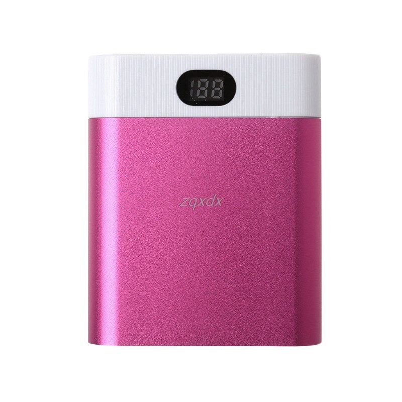 DC 5V 4x 18650 Battery 2 USB DIY Portable Case Holder LCD Display Power Bank Box Whosale: HOT PINK