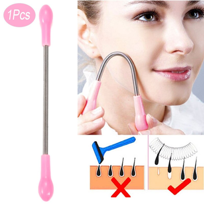 1 pc pink ansigts ansigtshårfjerner epilator stick skønhedspleje epilator rulle glat bøje fjeder 19.2cm pink fjeder