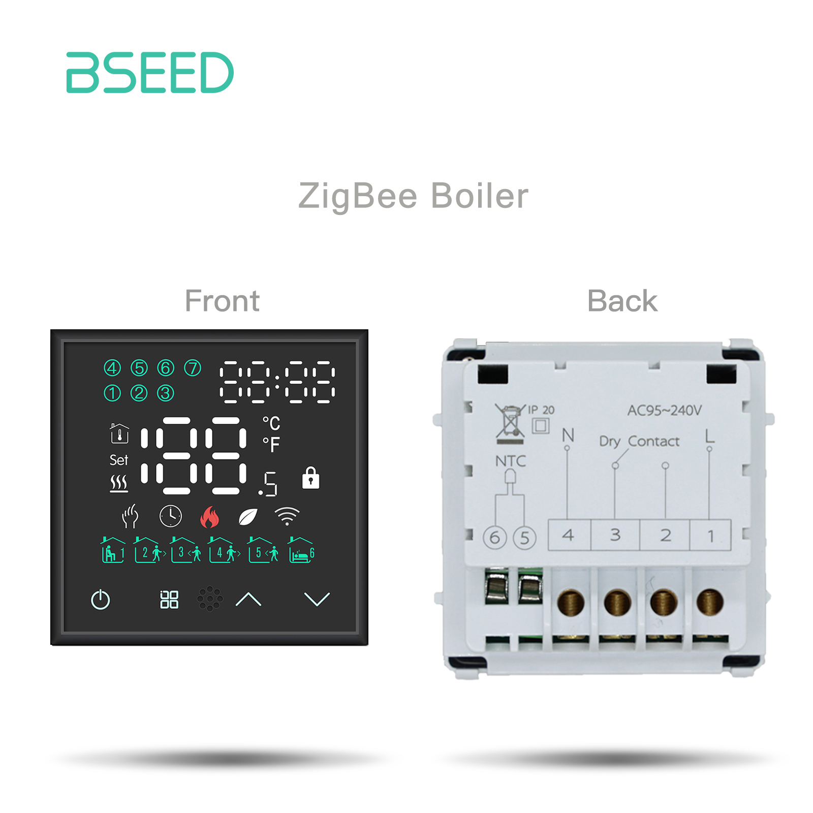 BSEED ZigBee Electric Floor Heating Water Boiler Room Thermostat Touch Screen Module Part Alexa Temperature Controller Tuya APP: Beige