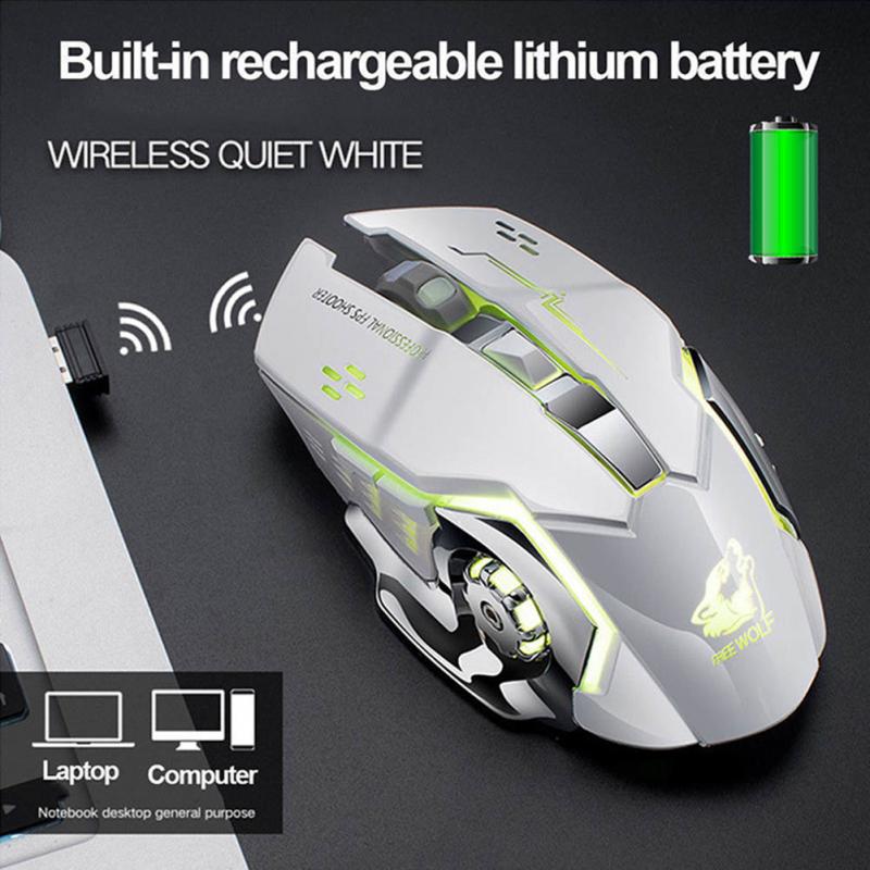 X8 Ricaricabile Senza Fili Silenzioso Retroilluminato A LED USB Ottico Ergonomico Mouse Da Gioco Per Il Calcolatore Del PC Del Computer Portatile Del Mouse Periferiche Per Computer