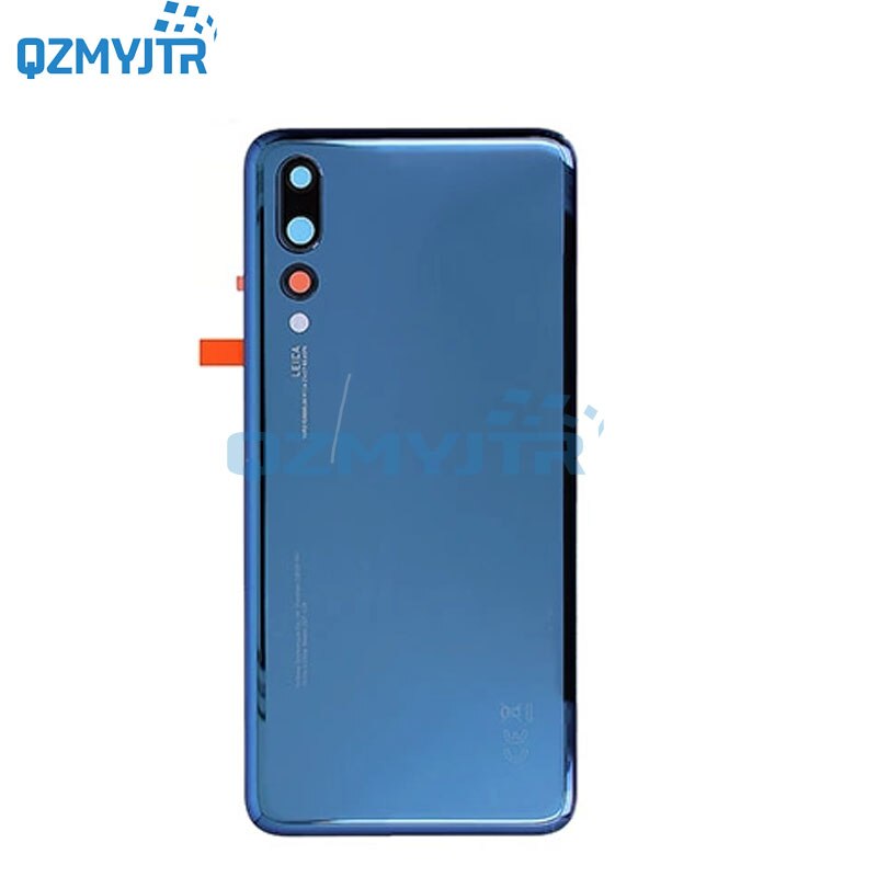 Vervanging Voor Huawei P20 Pro Terug Behuizing Glas Achterklep Battery Case Met Camera Lens Panel + Adhesive montage: with lens blue