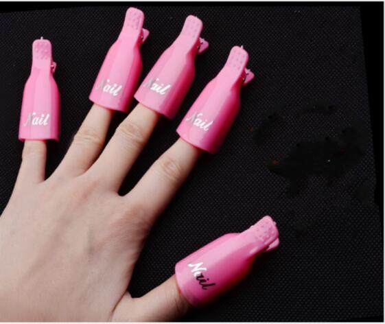 5 stk. plastik neglekunst suge af hætteklips uv gel lakfjerner wrap værktøj neglekunst tips til fingre neglelakfjerner negleværktøj: Elfenben