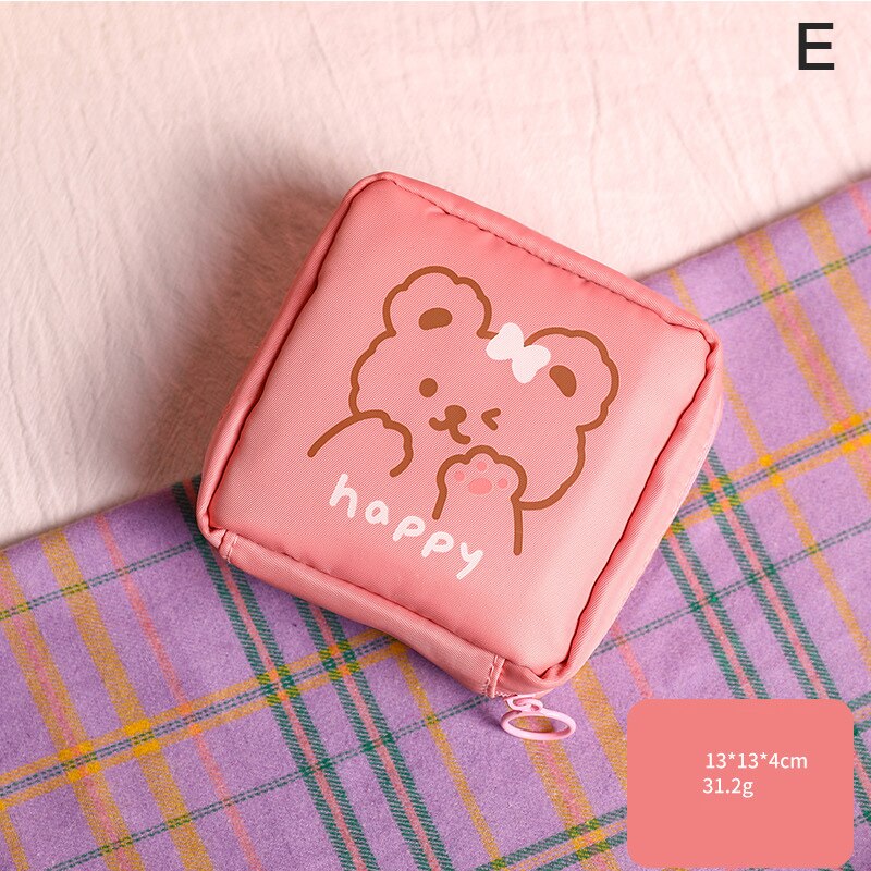 Cute Plush Sanitary Pad Storage Bag Portable Makeup Lipstick Key Earphone Pouch: E