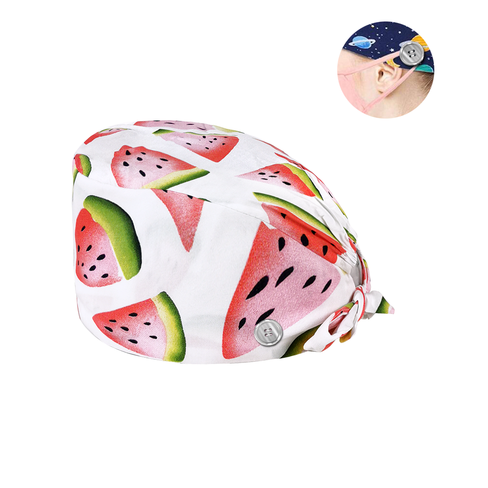 Sanxiaxin Multi couleur impression florale serviette de sueur réglable gommage chapeau animalerie spa uniforme travail chapeau salon gommage casquette: Buttons12077