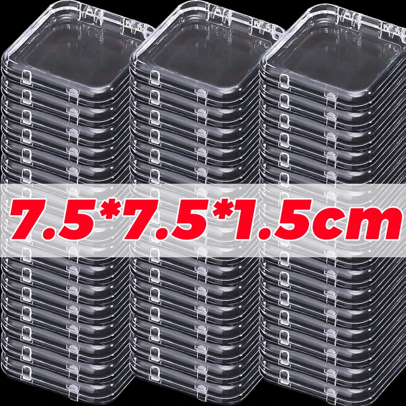 Caja de almacenamiento de joyería transparente, contenedor cuadrado acrílico portátil, pendientes, anillos, pulsera, insignia, estuche de embalaje para uñas, 20/1 Uds.: XL / Negro